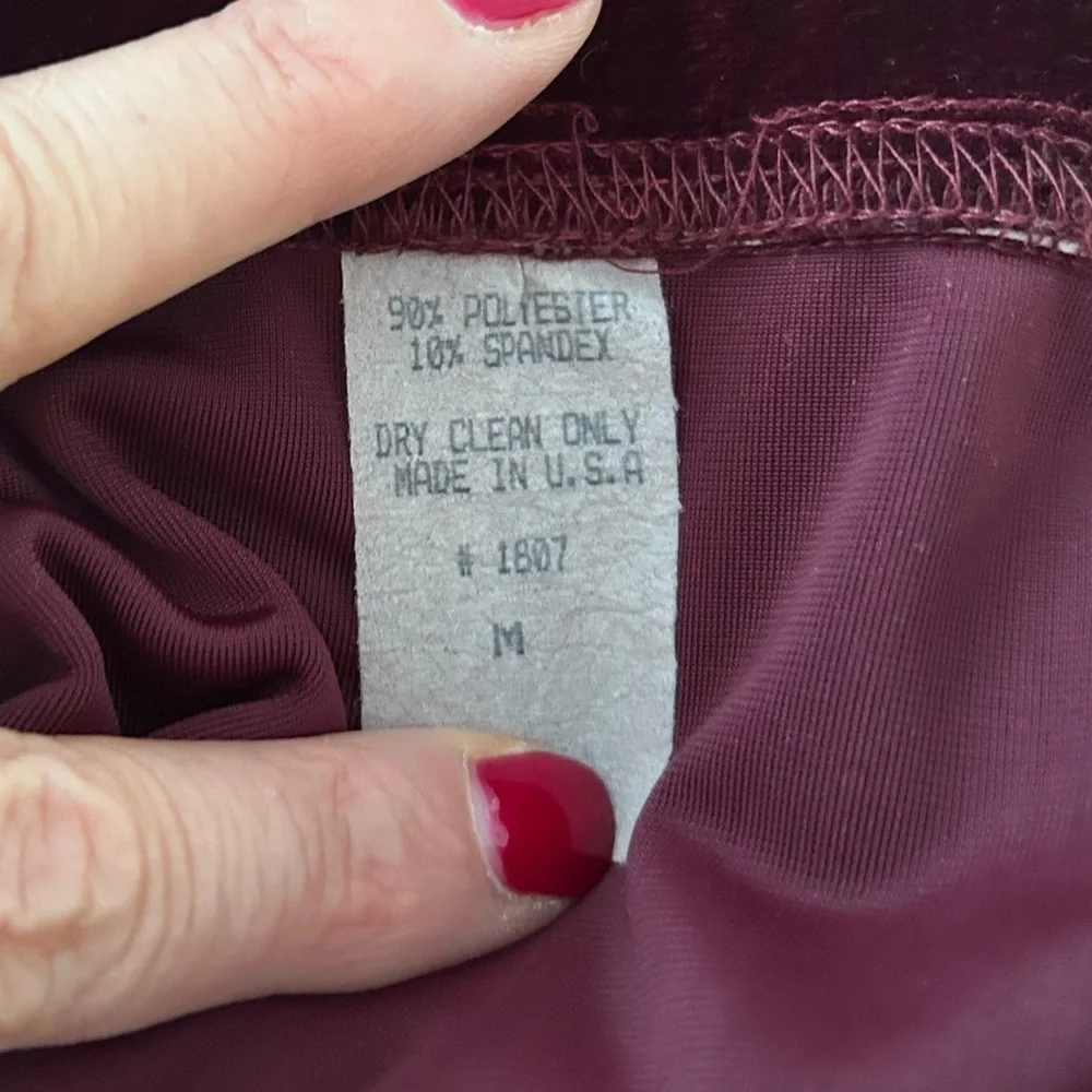 Vintage Via Velvet 2-Piece Set Burgundy 90s Grunge Made in USA Size Medium